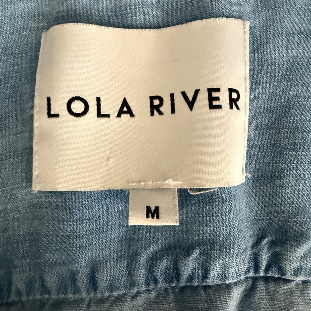 Lola River Women's M Blue Tencel Lyocell Button Down Chambray Shirt Capsule - Picture 5 of 5